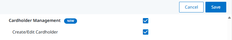 Cardholder Management permissions with ‘Create/Edit Cardholder’ selected
